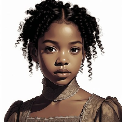 African-American girl in lace dress