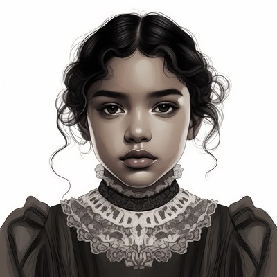 Young girl in Victorian lace collar