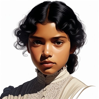 Portrait of young woman in lace collar