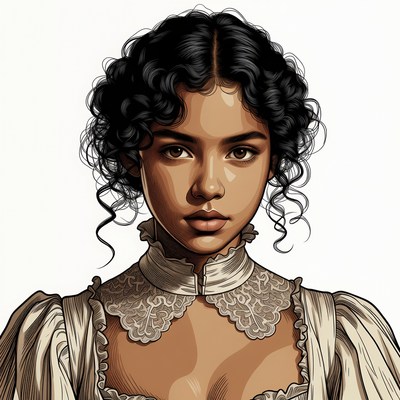 Beautiful woman in Victorian lace collar