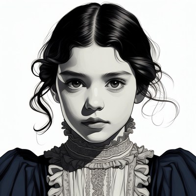 Girl in Victorian dress portrait