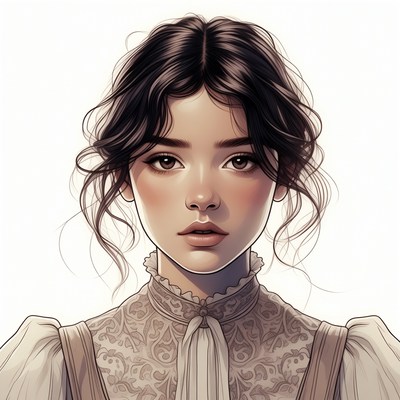 Asian woman in Victorian lace dress