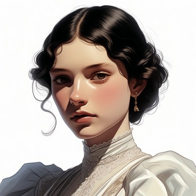 Portrait of woman in Victorian blouse