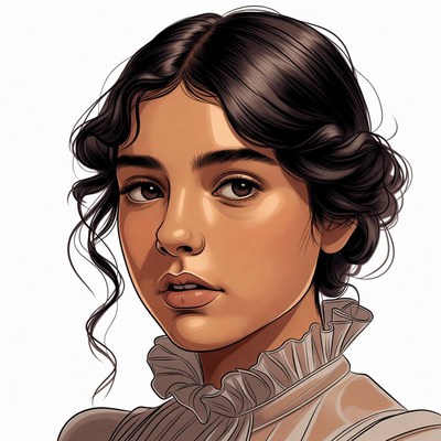 Portrait of woman in Victorian blouse