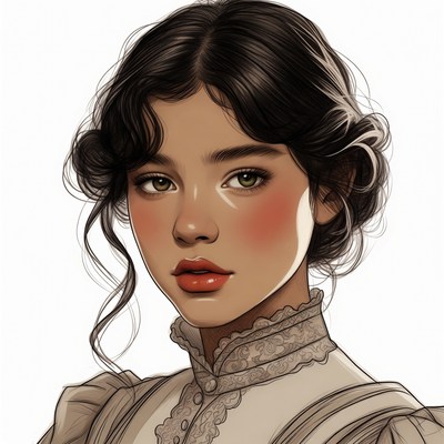 Victorian woman portrait illustration