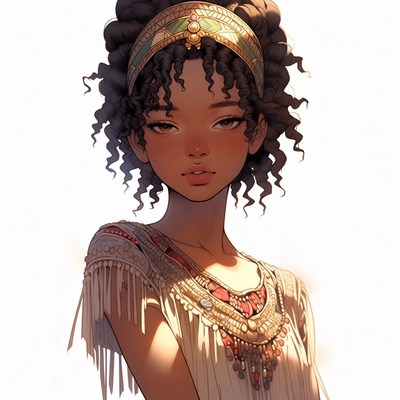 Beautiful Black woman in ancient gold attire