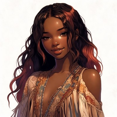 Beautiful African-American woman with red highlights