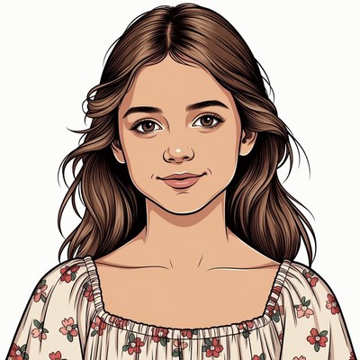 Smiling girl with brown hair