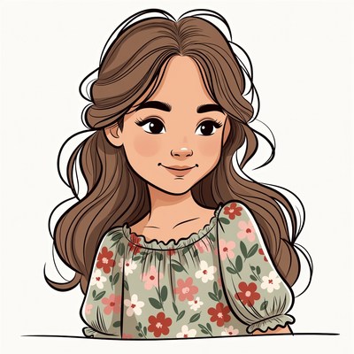 Smiling Asian girl with floral top