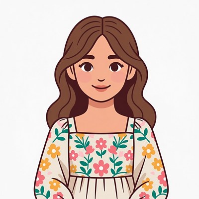 Smiling woman in floral dress