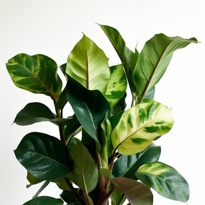 Variegated Pothos Plant Isolated