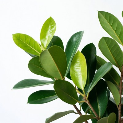 Ficus plant leaves on white background