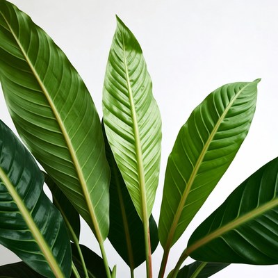 Green Philodendron Leaves on White Background