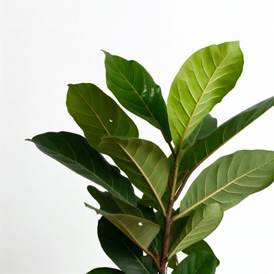 Ficus Plant Leaves on White Background