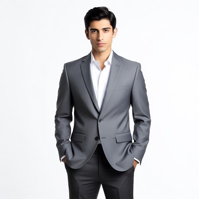 Handsome man in gray suit