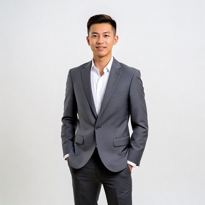 Asian man in gray suit