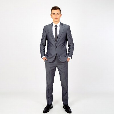 Young man in gray suit