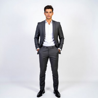 Handsome man in gray suit