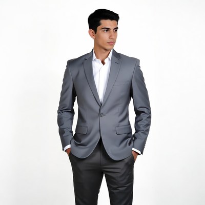 Young man in gray suit