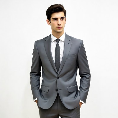 Handsome man in gray suit
