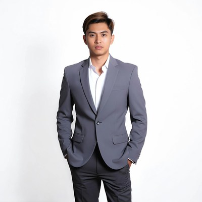 Asian man in gray suit