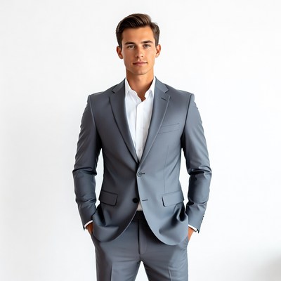 Handsome man in gray suit