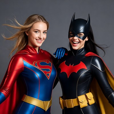 Supergirl and Batgirl posing together