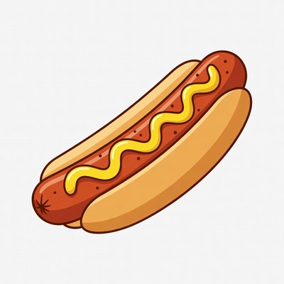Cartoon Hot Dog with Mustard