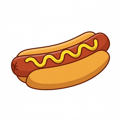 Cartoon Hot Dog with Mustard