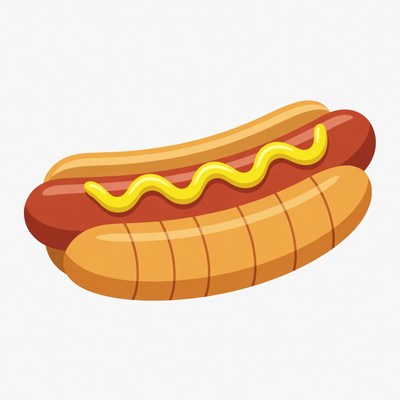 Cartoon Hot Dog with Mustard