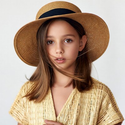 Girl wearing straw hat