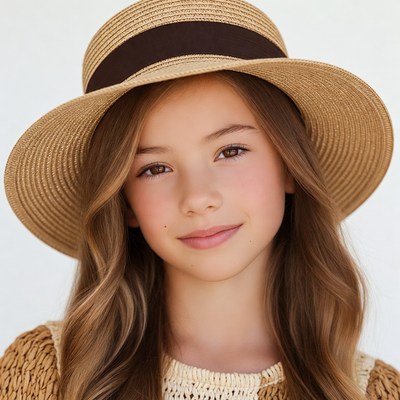 Girl wearing straw hat