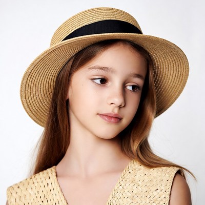 Girl wearing straw hat