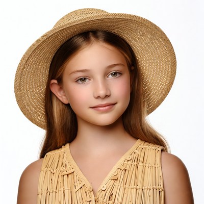 Girl wearing straw hat
