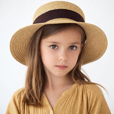 Girl wearing straw hat