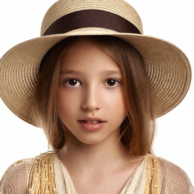 Girl wearing straw hat