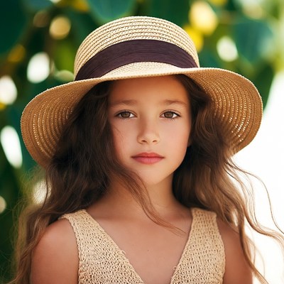Girl wearing straw hat