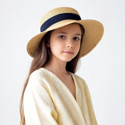 Girl wearing straw hat