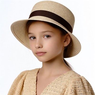 Girl wearing straw hat