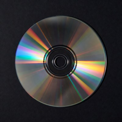 Shiny CD Disc on Black Background