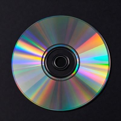 Shiny CD Disc on Black Background