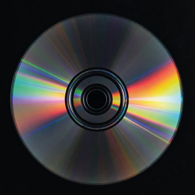 Shiny CD Disc on Black Background
