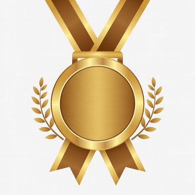 Gold Medal with Ribbon and Laurels