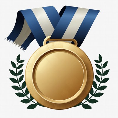 Gold Medal with Blue Ribbon