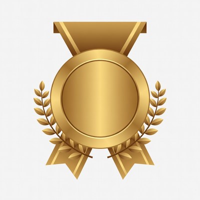 Gold Medal with Ribbon and Laurels