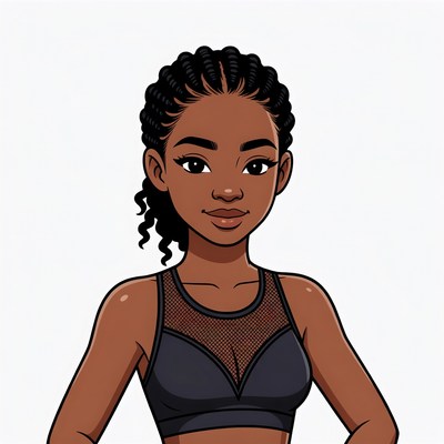 African-American woman in mesh sports bra
