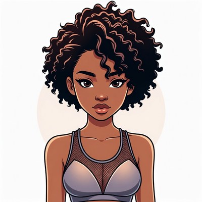 African-American woman with curly hair