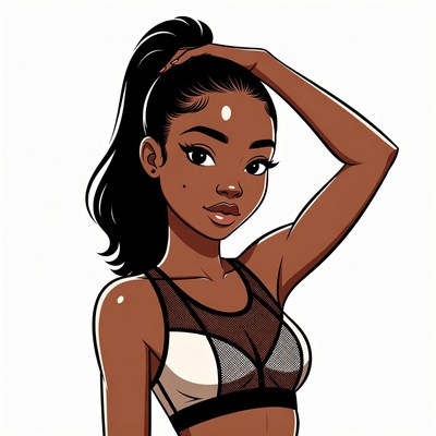 African-American woman in ponytail sports bra