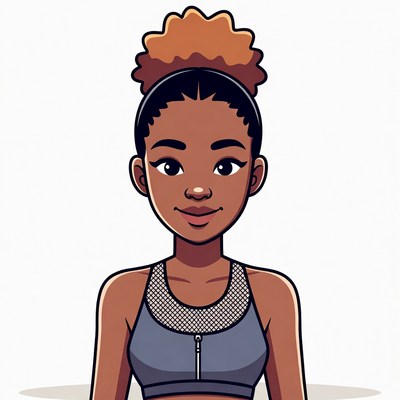 African-American woman in sports bra