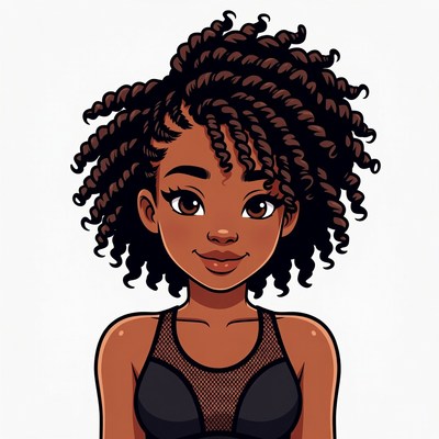 African-American woman with curly hair